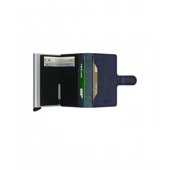 NEW SECRID men's compact mini wallet in vegetable tanned navy/silver